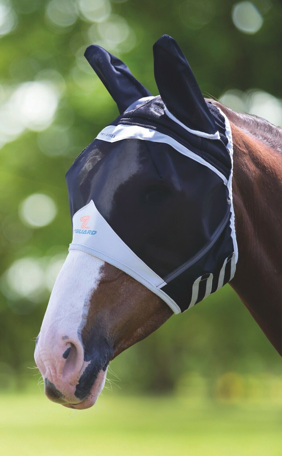 Picture of Shires Flyguard Fine Mesh Horse/Pony Fly Mask With Ears, UV Protection,