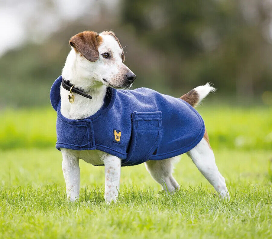 Picture of Shires Digby & Fox Dog Towel Coat | Fleecy Lining | Navy | 8 Sizes