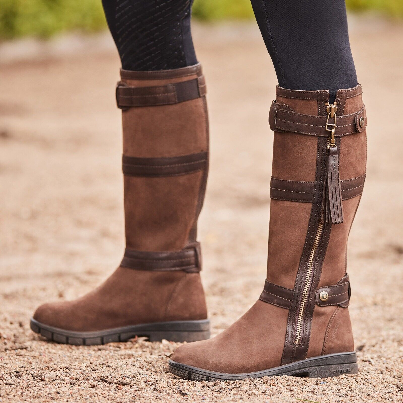 Picture of Dublin Erne Long Leather Country Boots, Womens, Riding, Yard, Chocolate,  UK 3-9