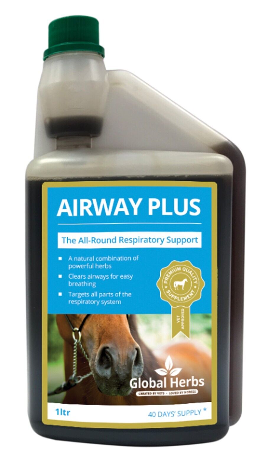 Picture of Global Herbs Airway Plus Breathing Liquid - 1 litre - For Horses and Ponies