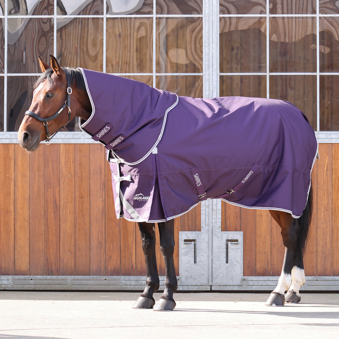Picture of Shires Highlander Original 100g Horse Turnout Rug & Neck Set, Plum,  5'0"-7'3"