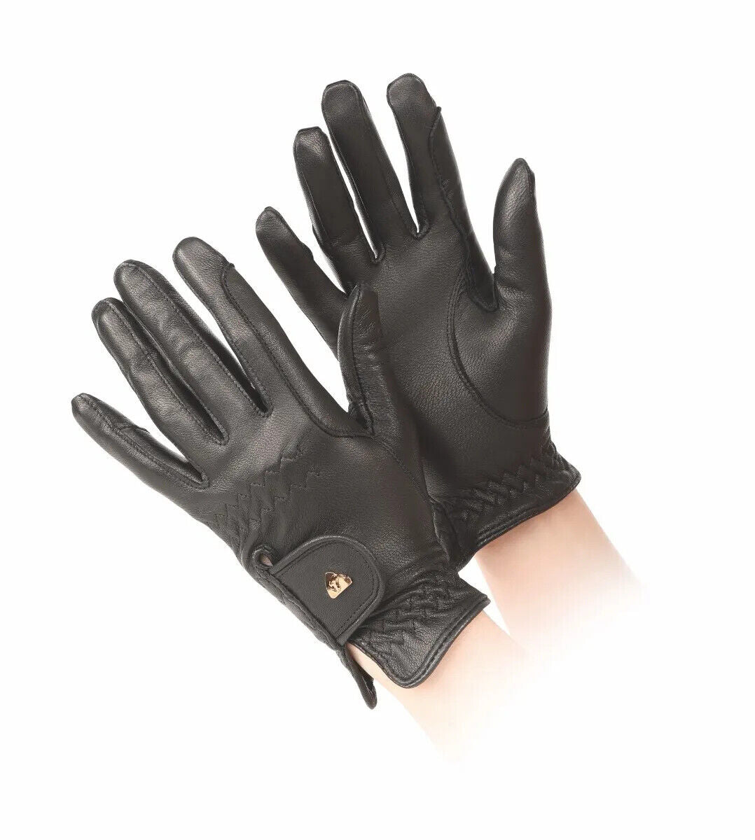 Picture of Shires Aubrion Ladies Leather Horse Riding Gloves  | Black / Brown/ Navy | Adult
