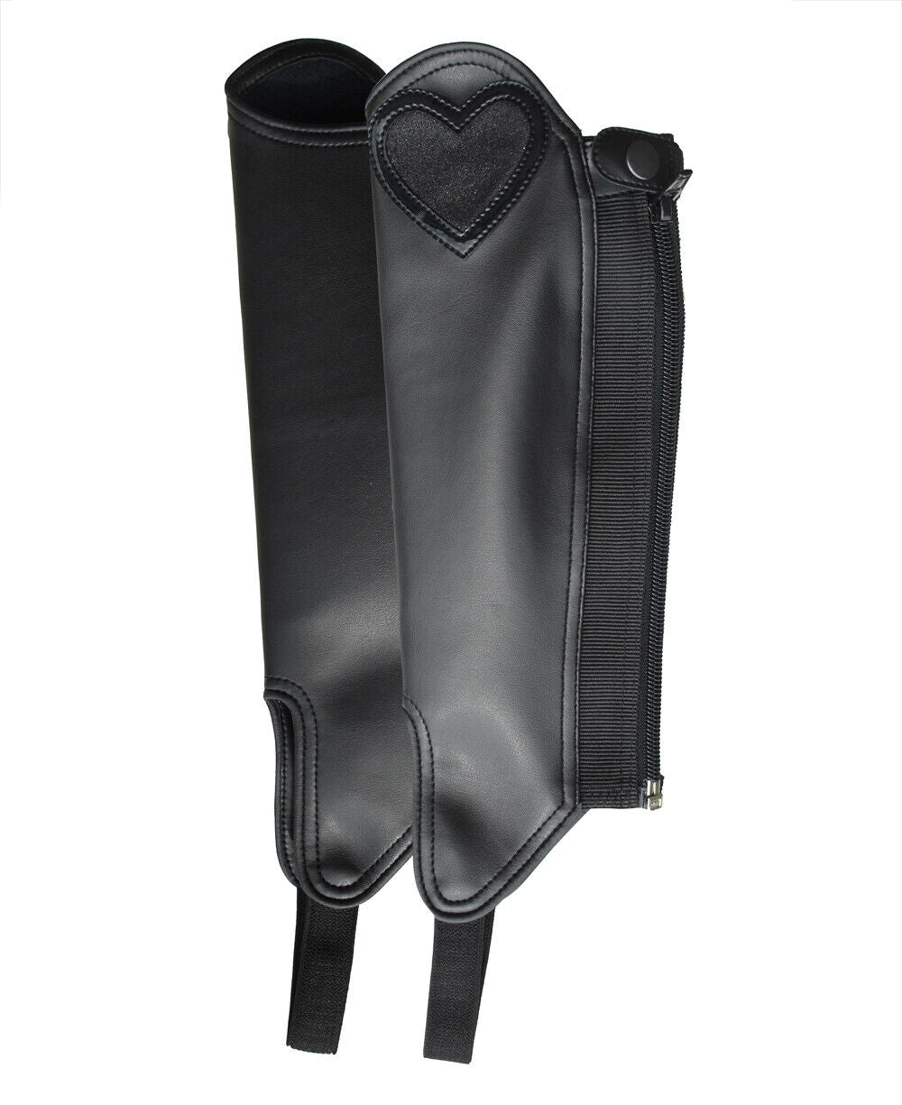 Picture of Rhinegold Childrens Synthetic Gaiters with Heart Detail | Black | 3 Sizes