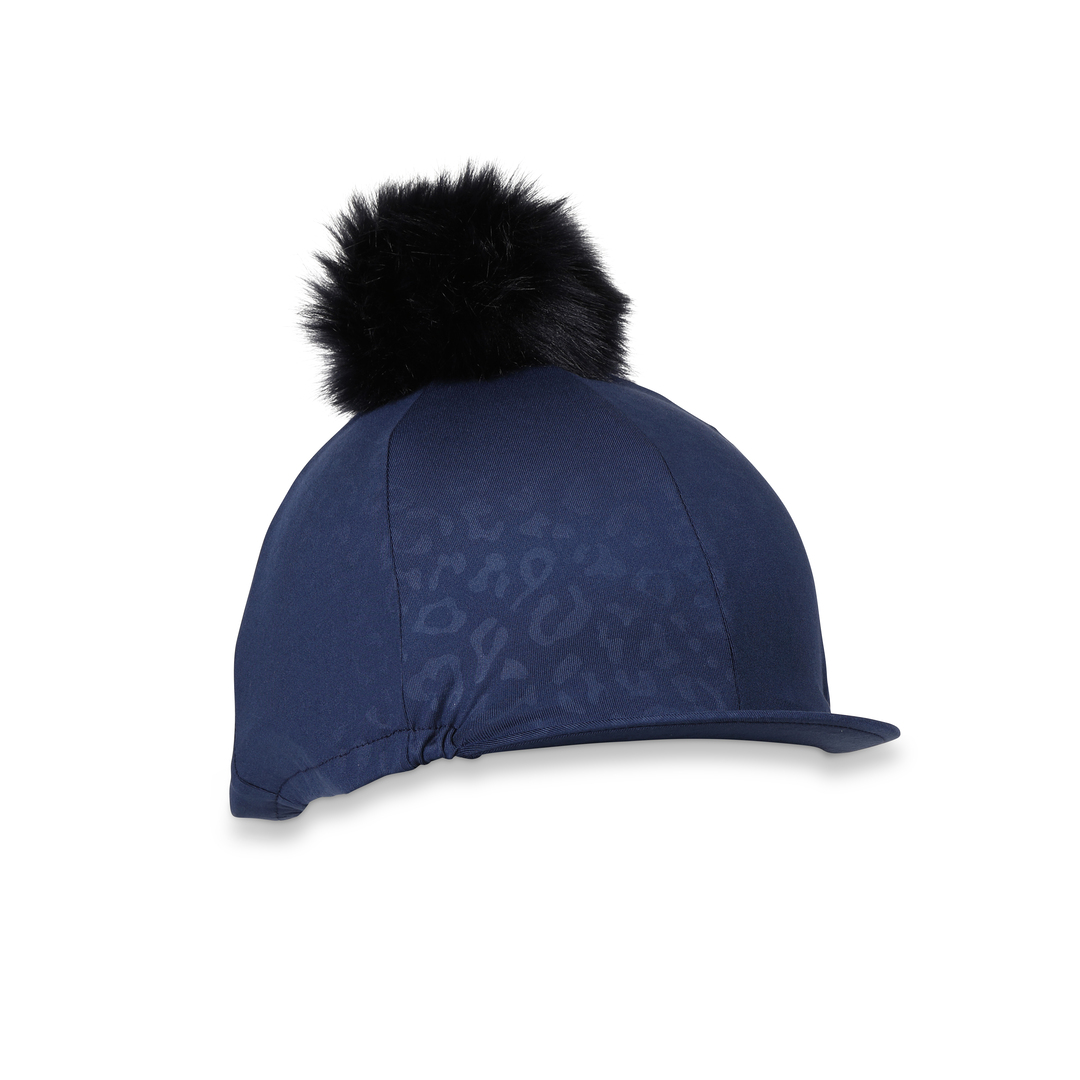 Picture of Shires Aubrion Leopard Print Skull Hat Cover, Pom Pom, 4 Colours, One Size.