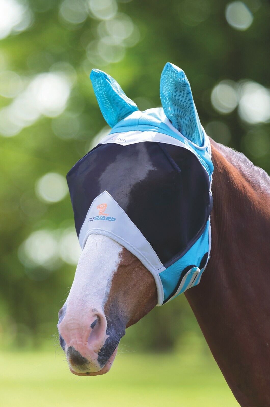 Picture of Shires Flyguard Fine Mesh Horse/Pony Fly Mask With Ears, UV Protection,
