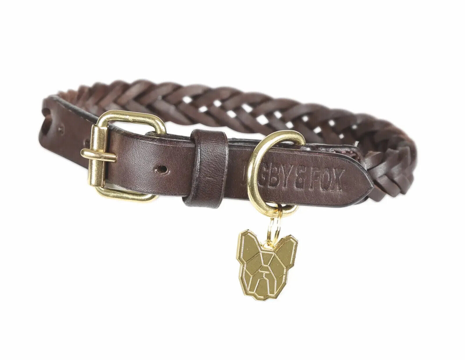 Picture of Digby & Fox Plaited Leather Dog Collar | 7 Sizes | Black, Brown, Tan