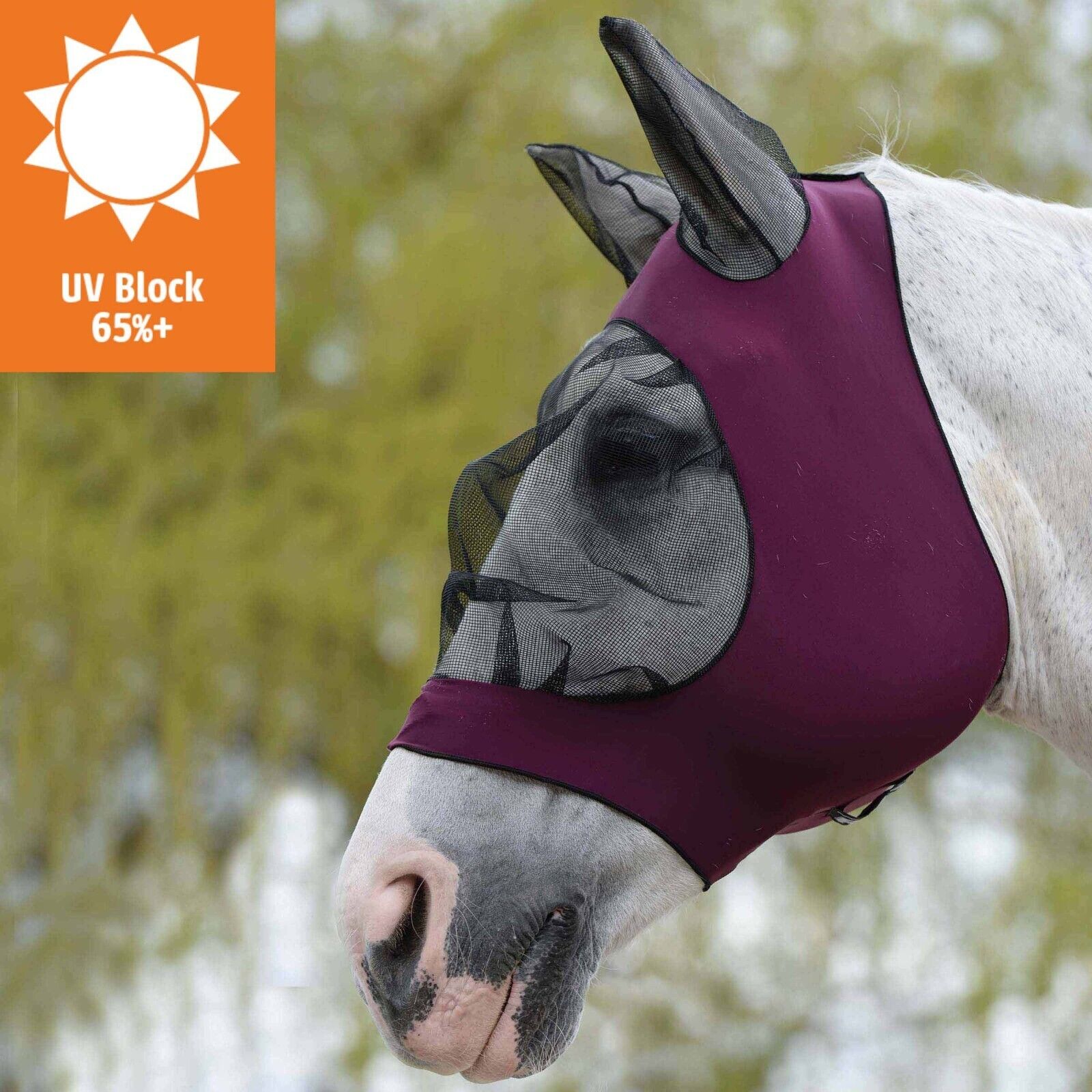 Picture of WeatherBeeta Stretch Eye Saver Fly Mask, with Ears, UV, 5 Colours