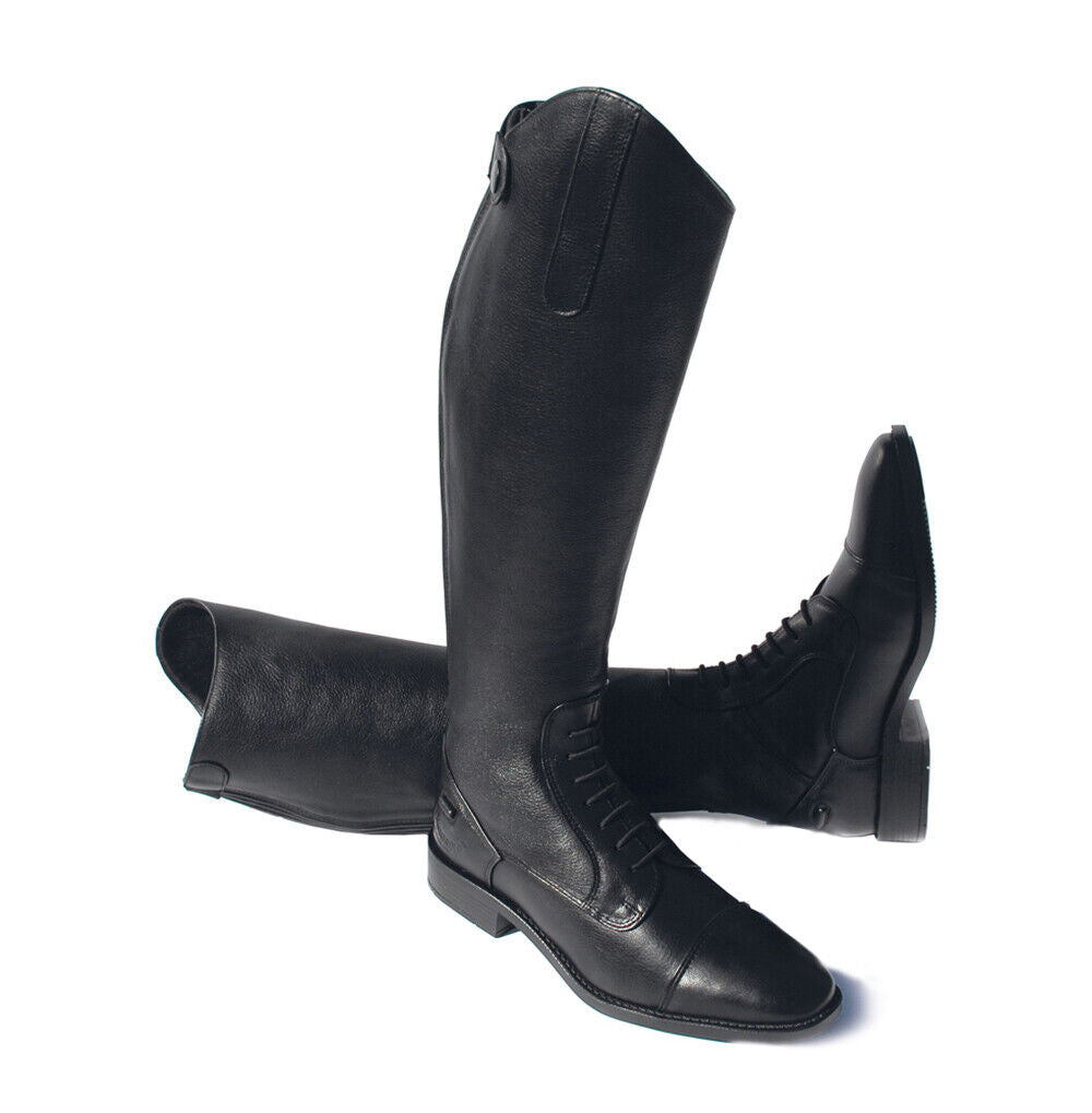 Picture of Rhinegold Adult Black Luxus Long Leather Horse Riding Boots  | 5 Calf Widths