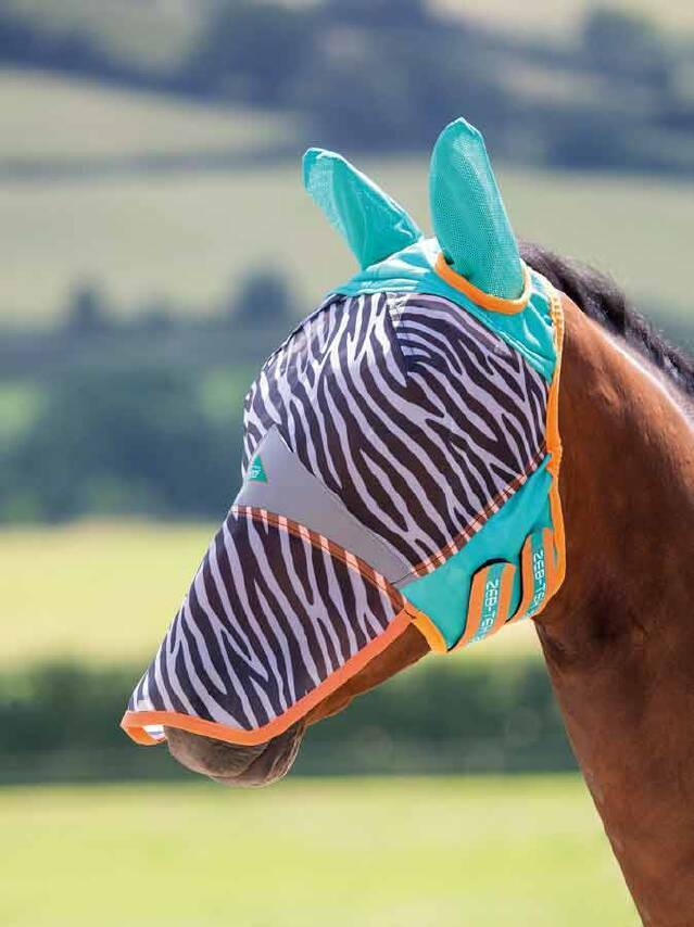 Picture of Shires Flyguard Zeb-Tek Horse/Pony Fly Mask in Zebra Print, UV Protection