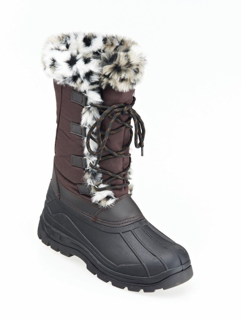 Picture of Harry Hall Montblanc Lace Snowboots, Faux Fur Trim Brown or Black, Snowboot UK 3