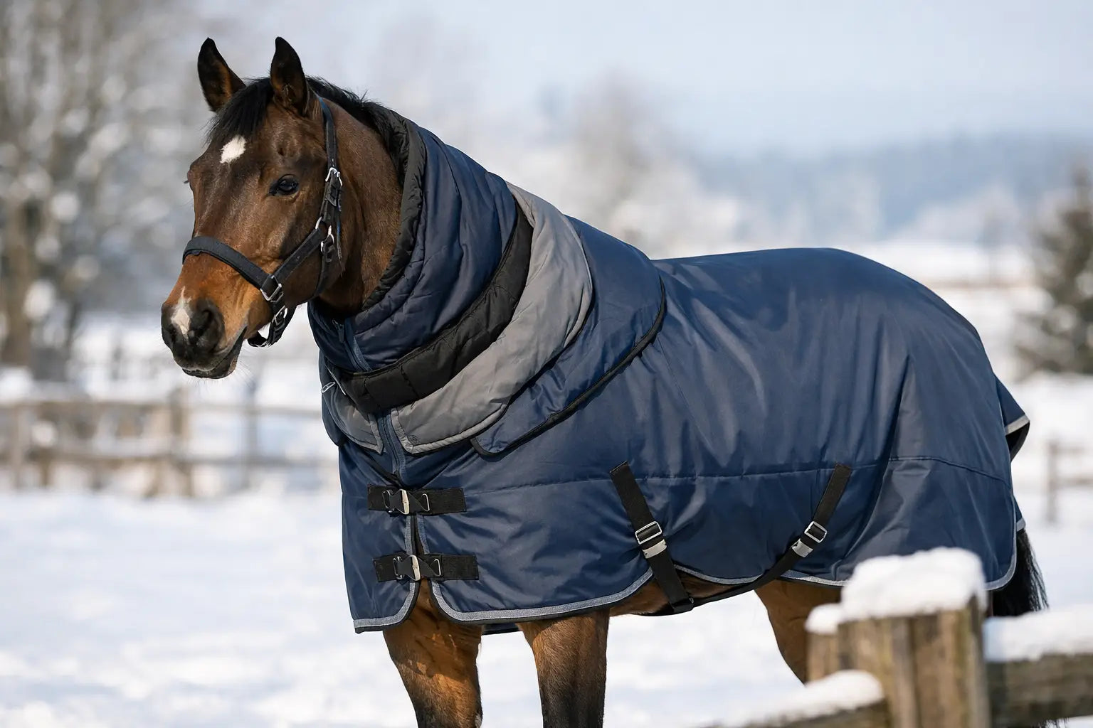 Winter Turnout Rug Layering Example for Horses