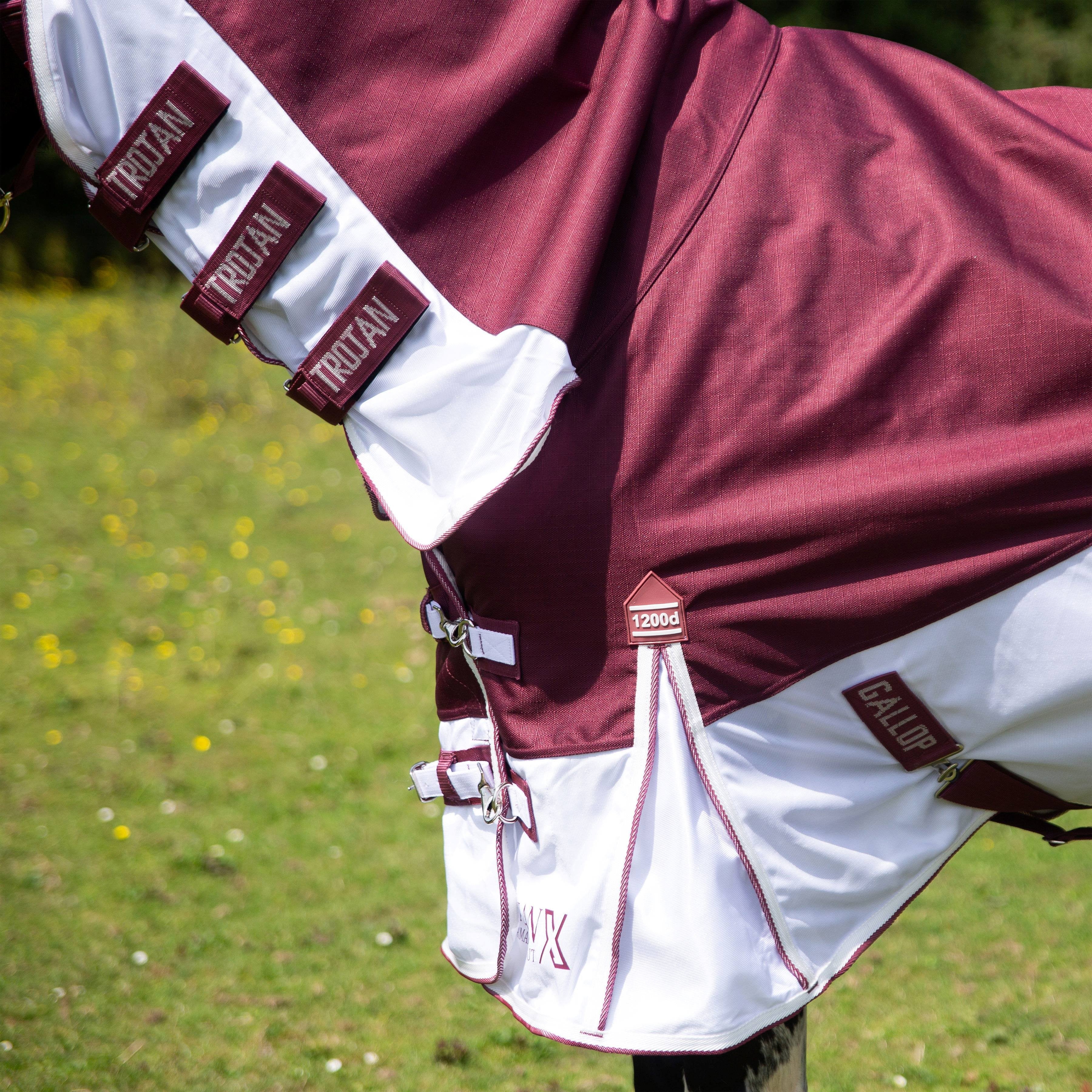 Gallop TROJAN Xtra Turnout Fly Rug, 1200 Denier, UV Protect, Fixed Neck Combo