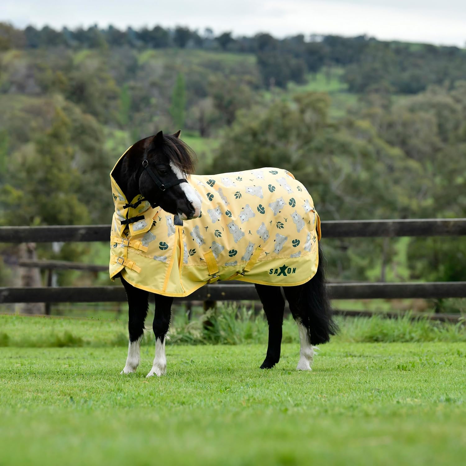 Saxon 180g Full Neck Combo Pony Turnout Rug,  Mediumweight, Rhino Design