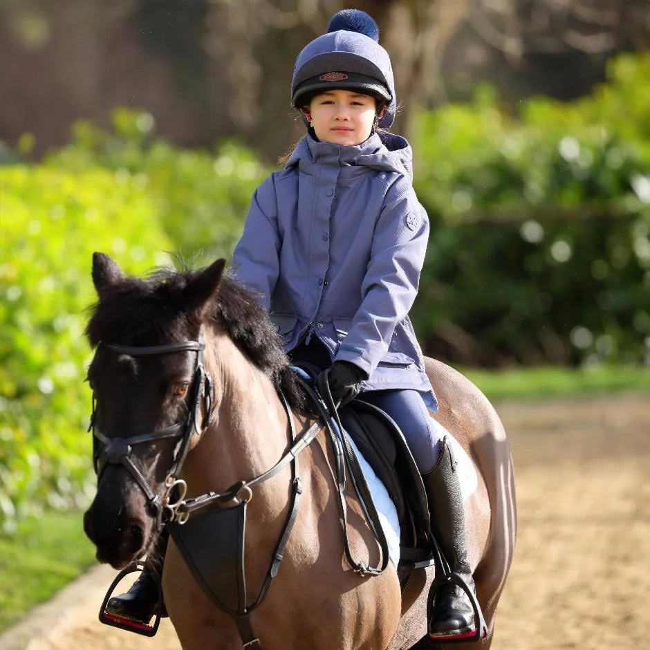 Shires Aubrion Palisade Coat - Young Rider, Waterproof, Childs Ages 7-14, Blue