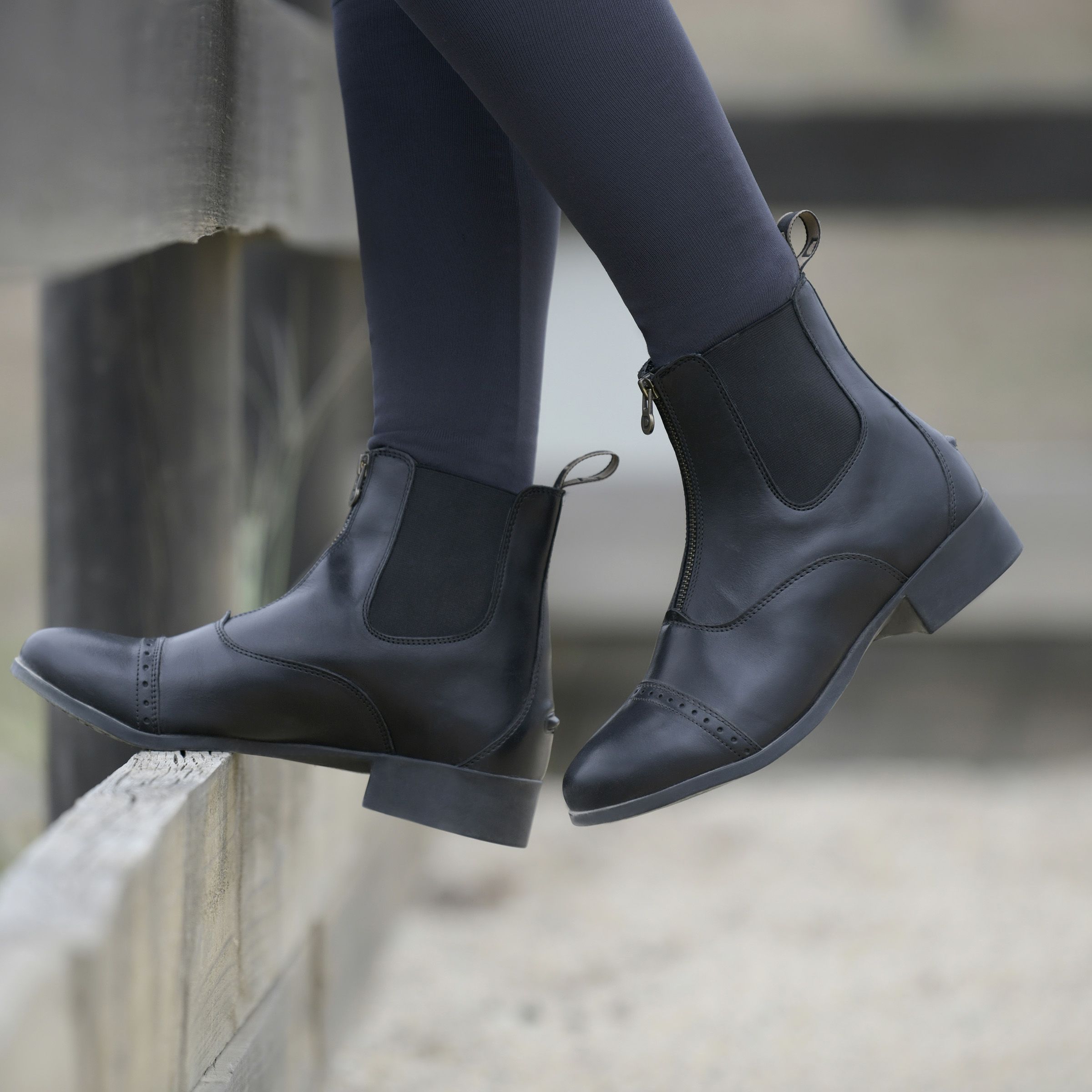 Dublin Childrens Foundation Zip Paddock Jodhpur Boots, Black, Brown, 9 Sizes