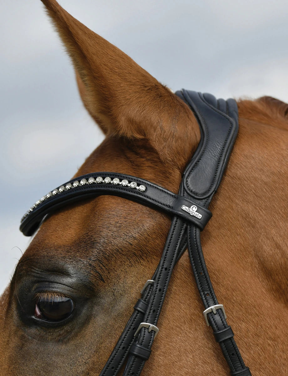 Collegiate Comfitec Opulux Padded Dressage Bridle, Black, 3 Sizes.