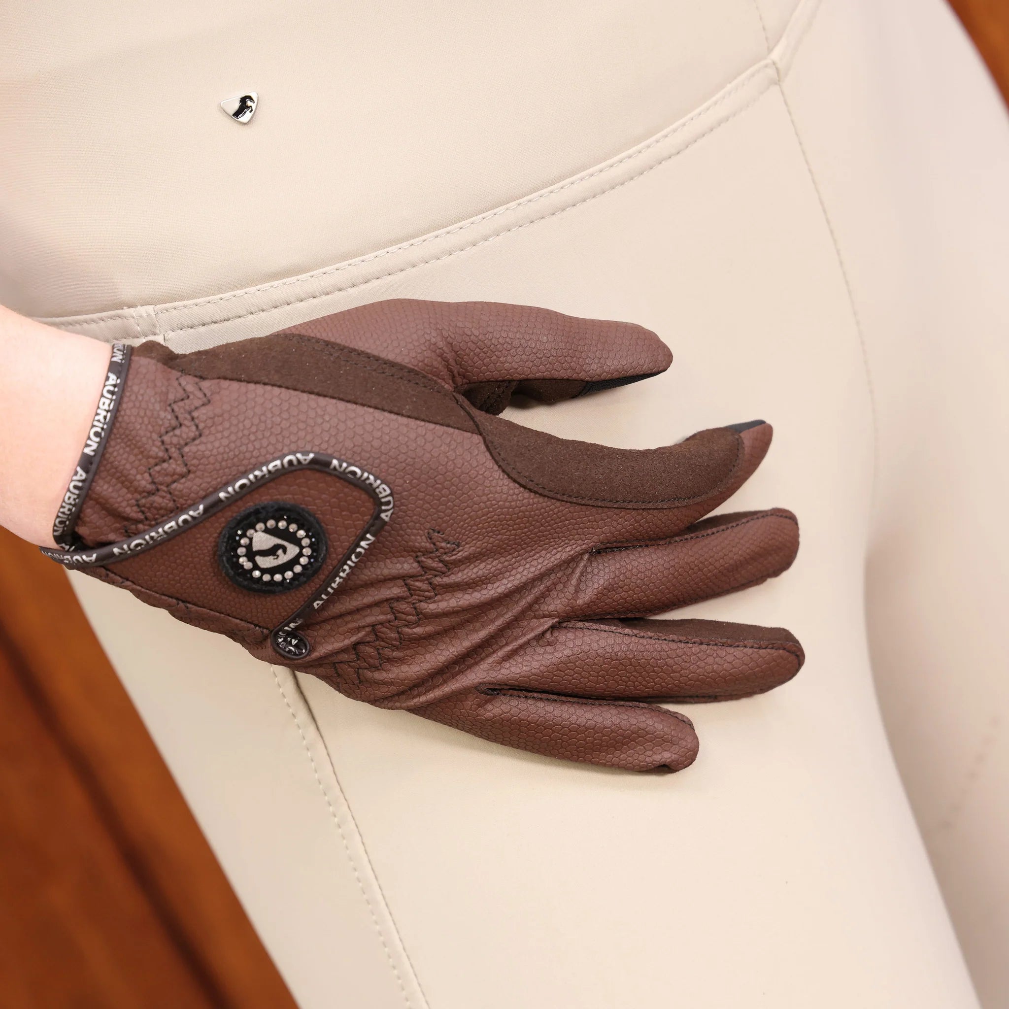 Shires Aubrion Aachen Riding Gloves, Adult, Black, Navy, Brown or White.