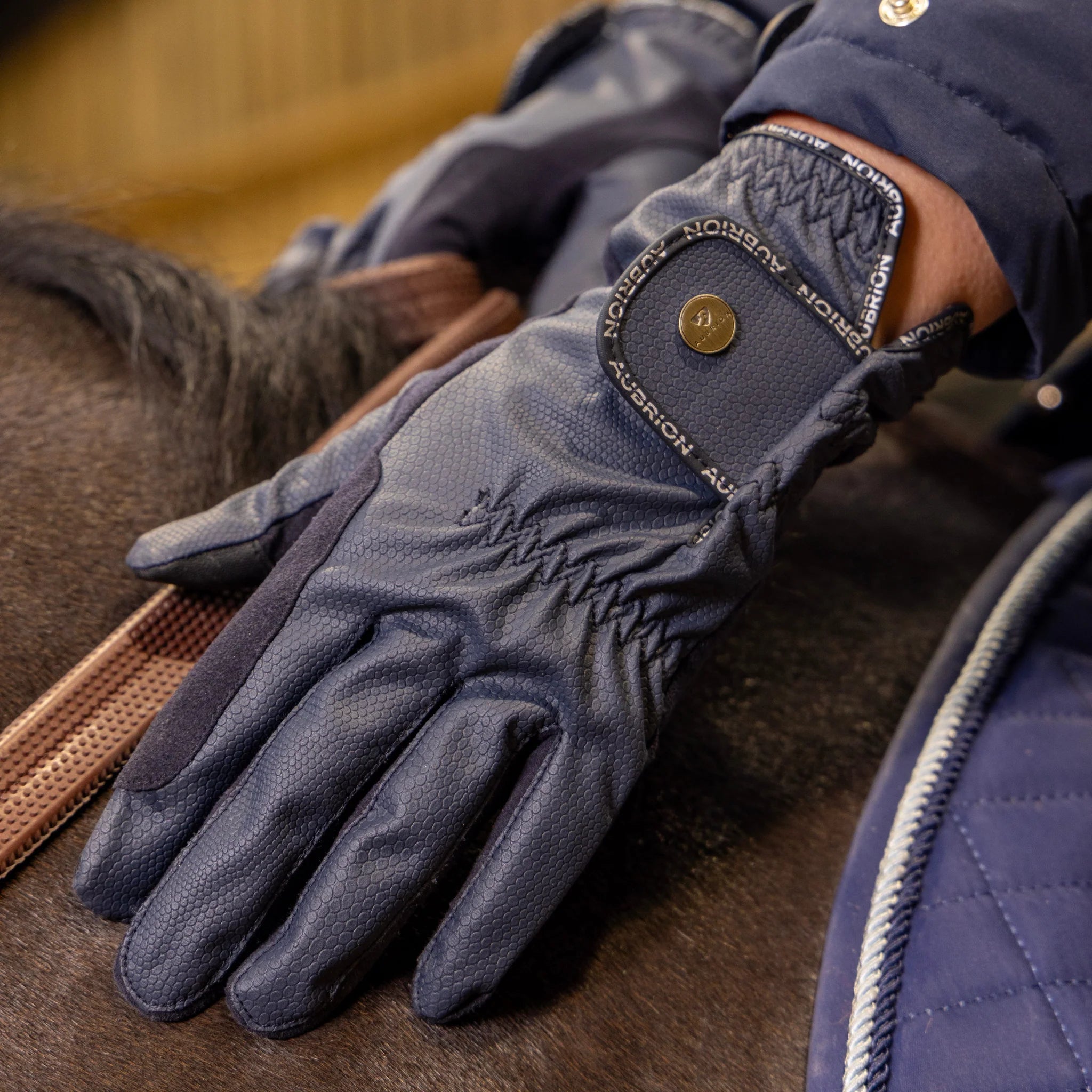 Shires Aubrion Stadium Riding Gloves, Adult, Black, Navy, Brown or White.