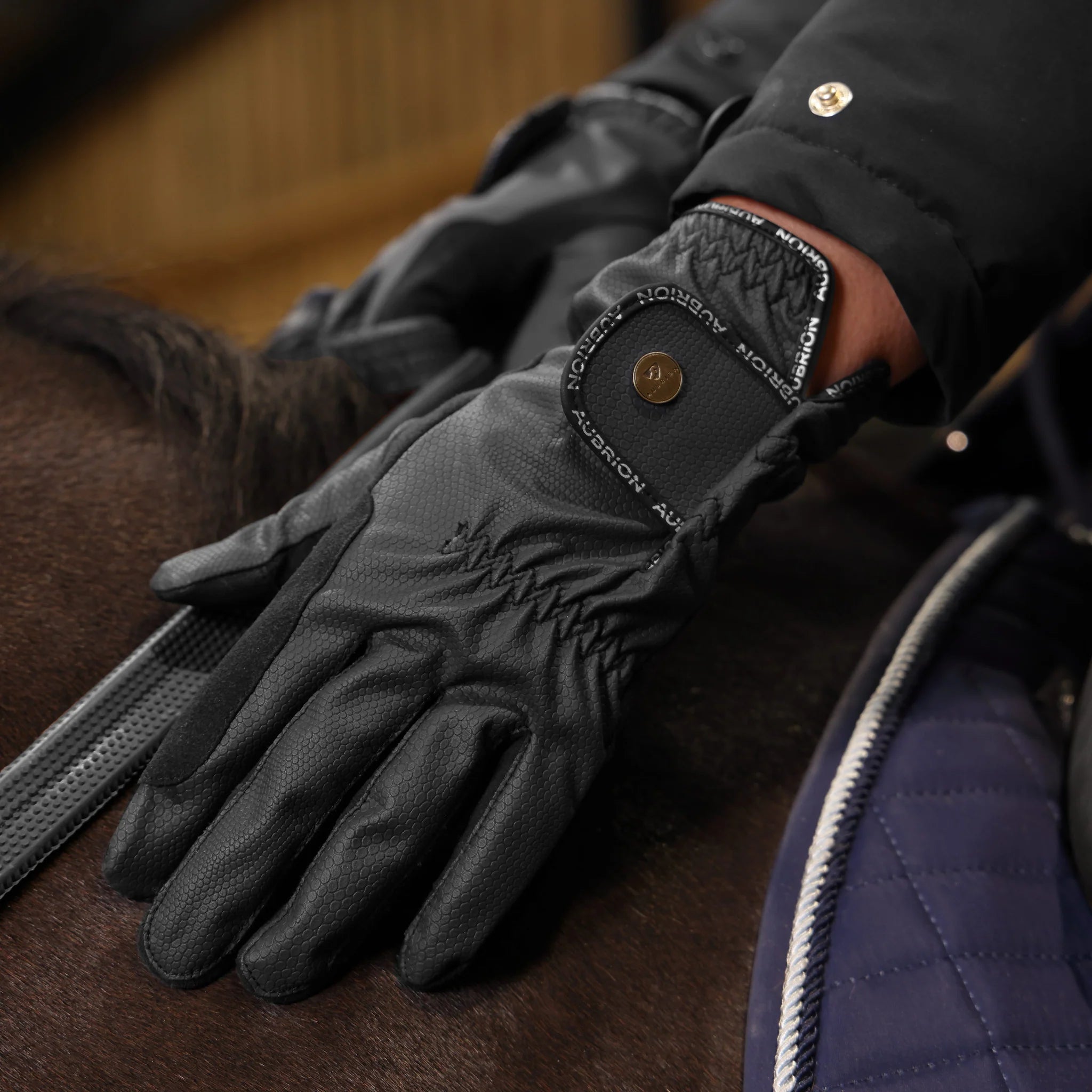 Shires Aubrion Stadium Riding Gloves, Adult, Black, Navy, Brown or White.