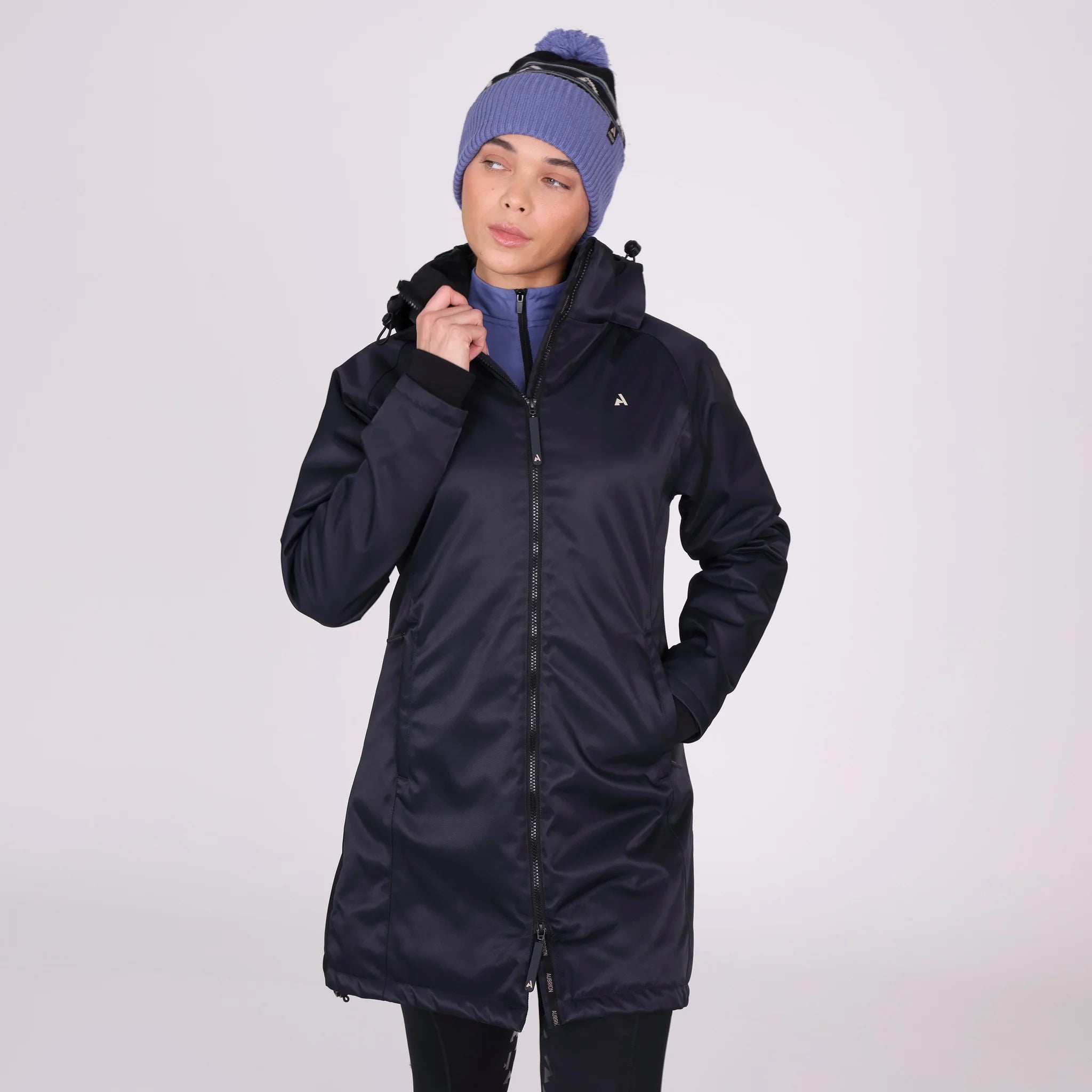 Shires Aubrion React Mid Length Coat, Ladies, Waterproof, Detachable Hood,