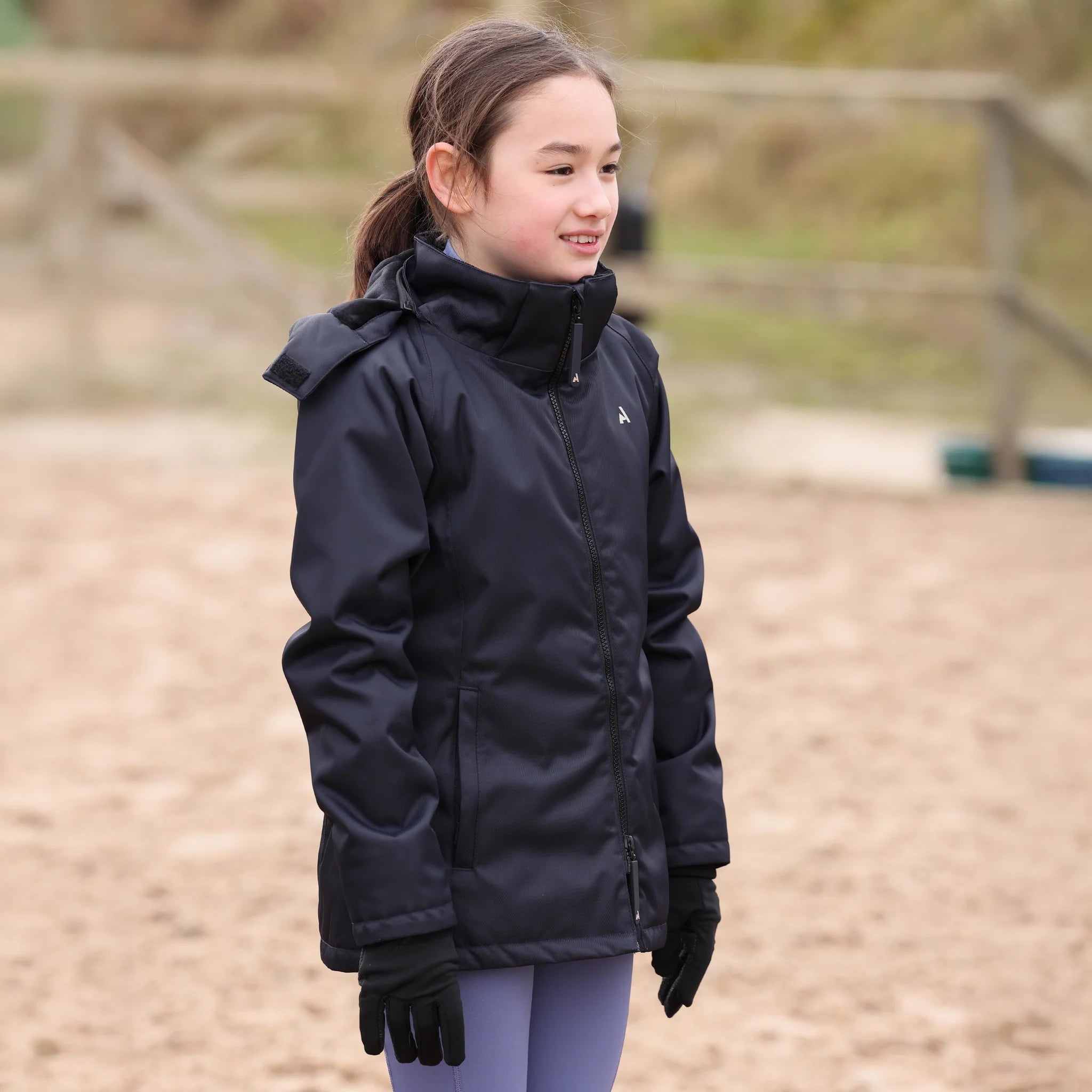Shires Aubrion React Mid Length Coat - Young Rider, Waterproof, Detachable Hood,