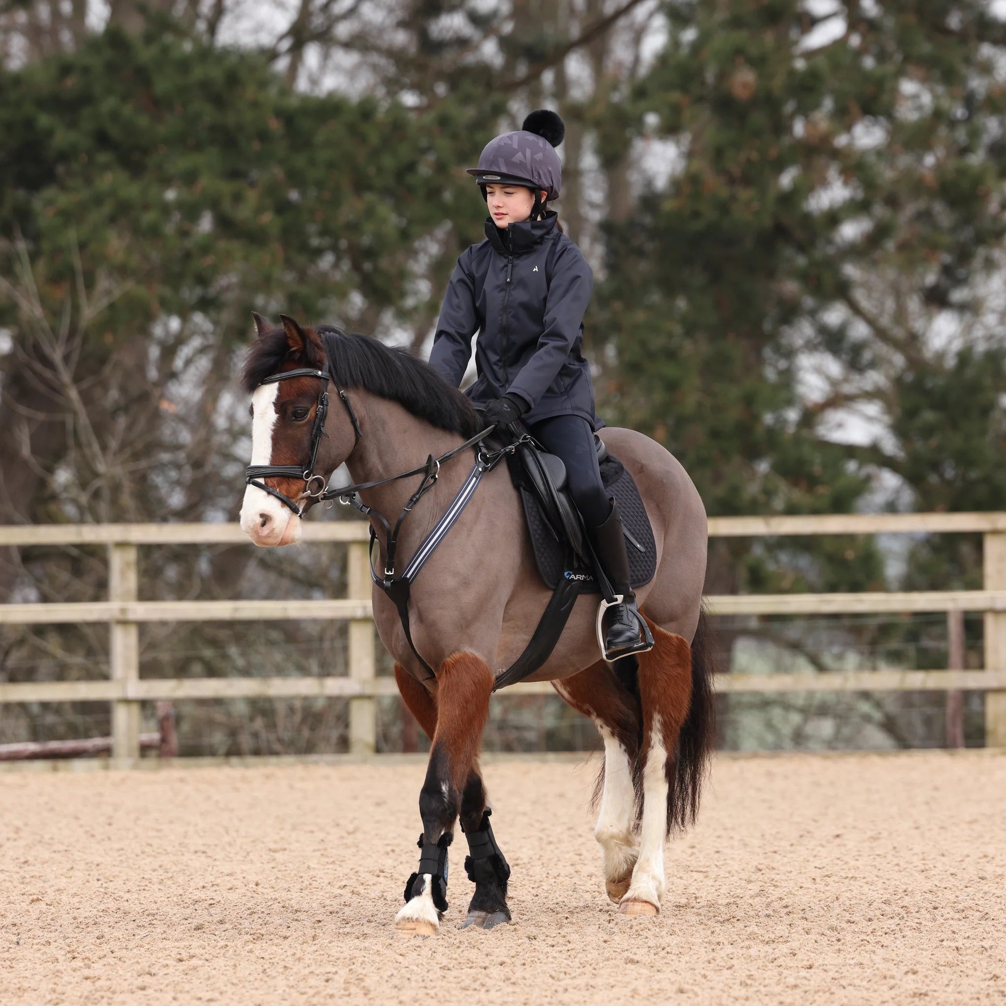 Shires Aubrion React Mid Length Coat - Young Rider, Waterproof, Detachable Hood,