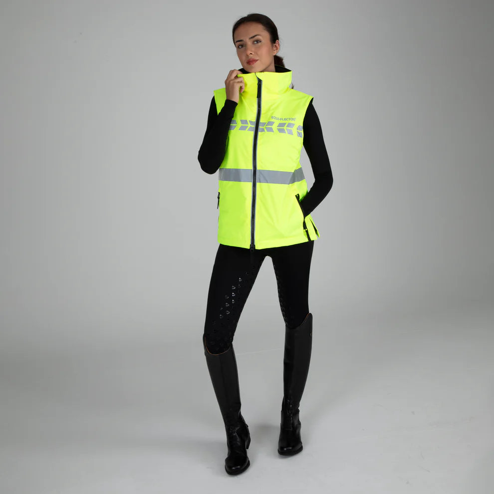 Shires EQUI-FLECTOR® Womens Gilet, Waterproof, Flourescent Yellow, 7 Sizes