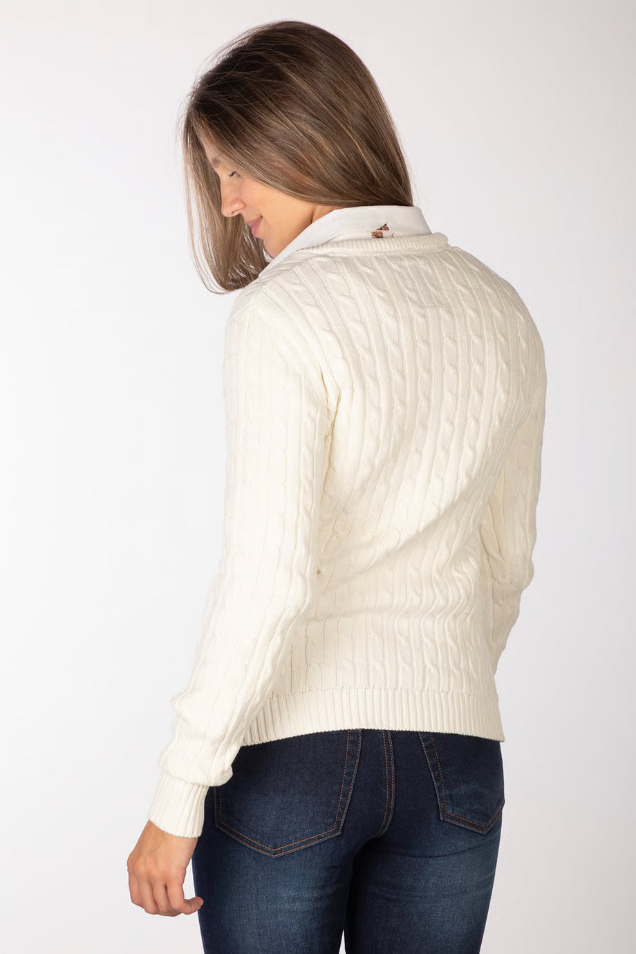 Rydale Rydale Ladies V Neck Cable Knit Jumper - Emma, 8 Colour Options