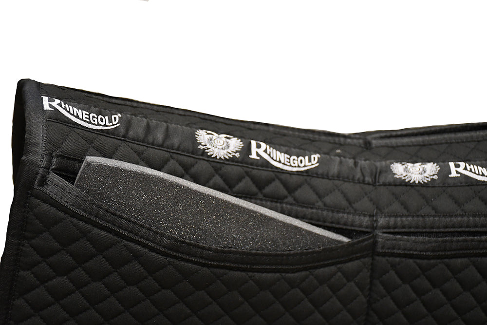 Rhinegold Side Pocket (both Sides) Interchangeable Saddlepad Black, Pony,Cob,Full