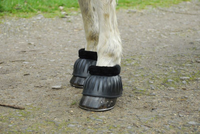 Rhinegold Fleece Trim Over-Reach Boots, Black or Brown,