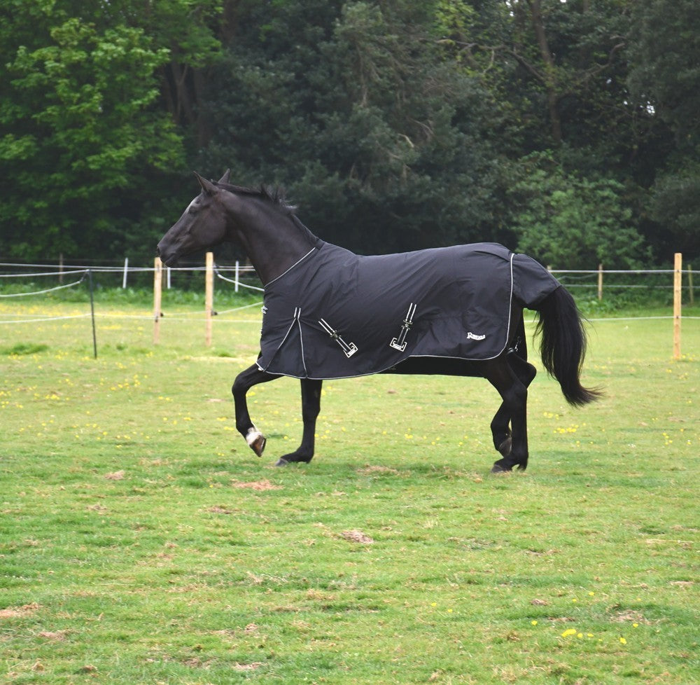 Picture of Rhinegold Bolivia 0g Horse Turnout Rugs, Black, Lightweight,  Std Neck