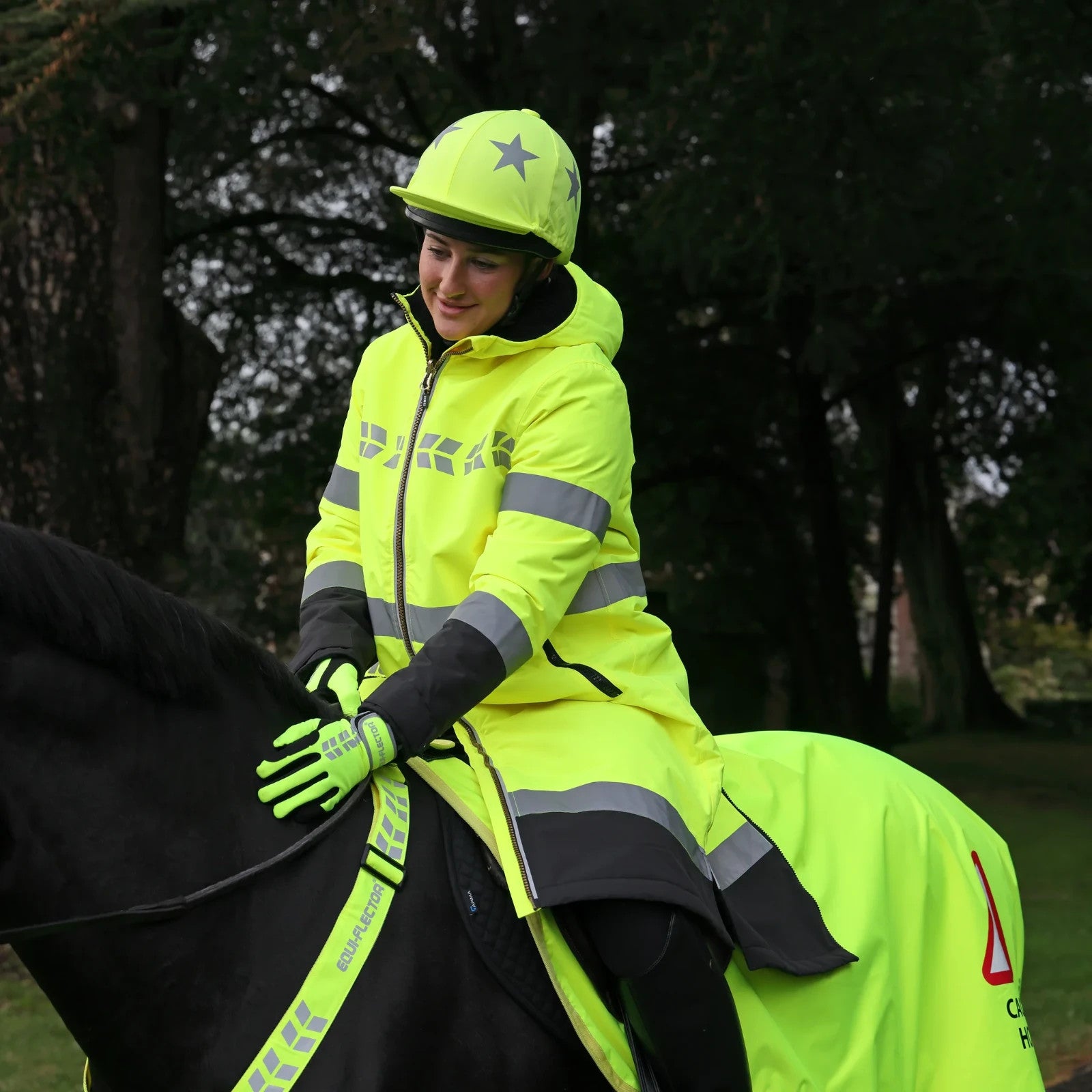Picture of Shires EQUI-FLECTOR® All Weather Robe/Coat, Yellow, Waterproof,