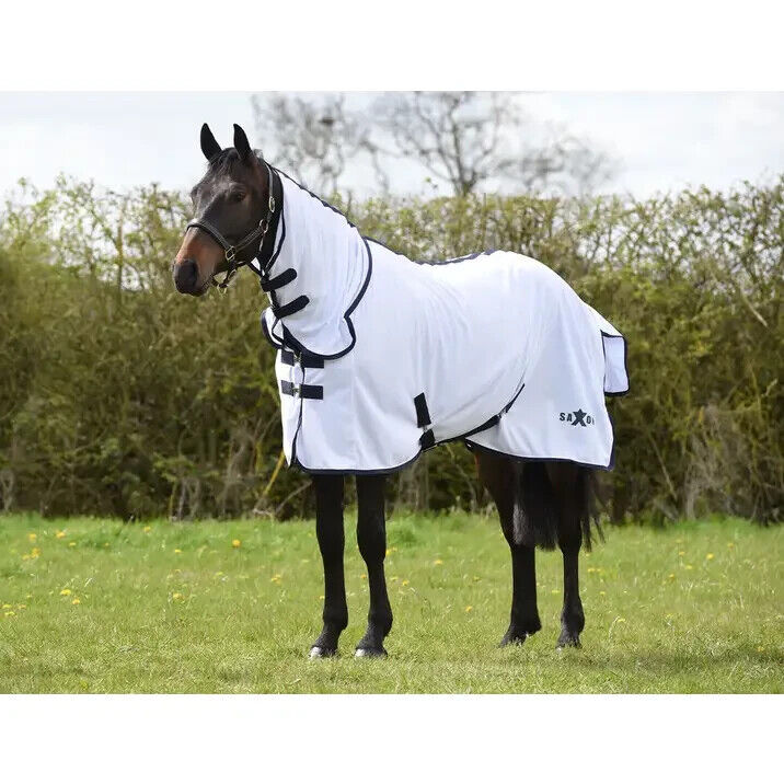 Picture of Saxon Mesh Combo Full Neck Fly Rug,  - White/Navy