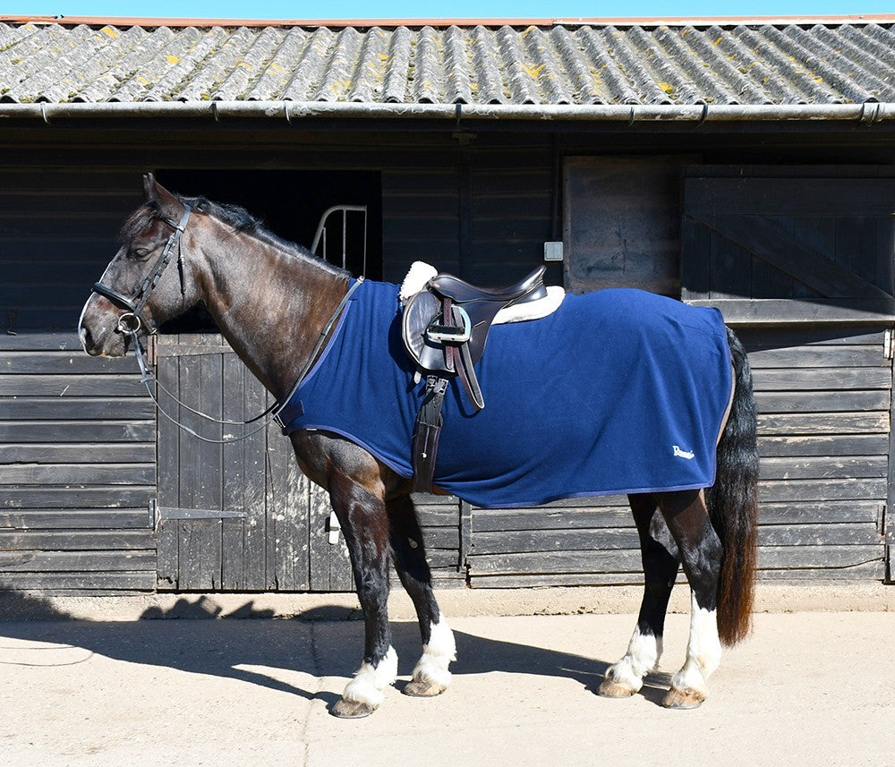 Picture of Rhinegold Fixed Chest Fleece Ride-On Rug, Horse Exercise Rug, 5.0"-7'0", Navy