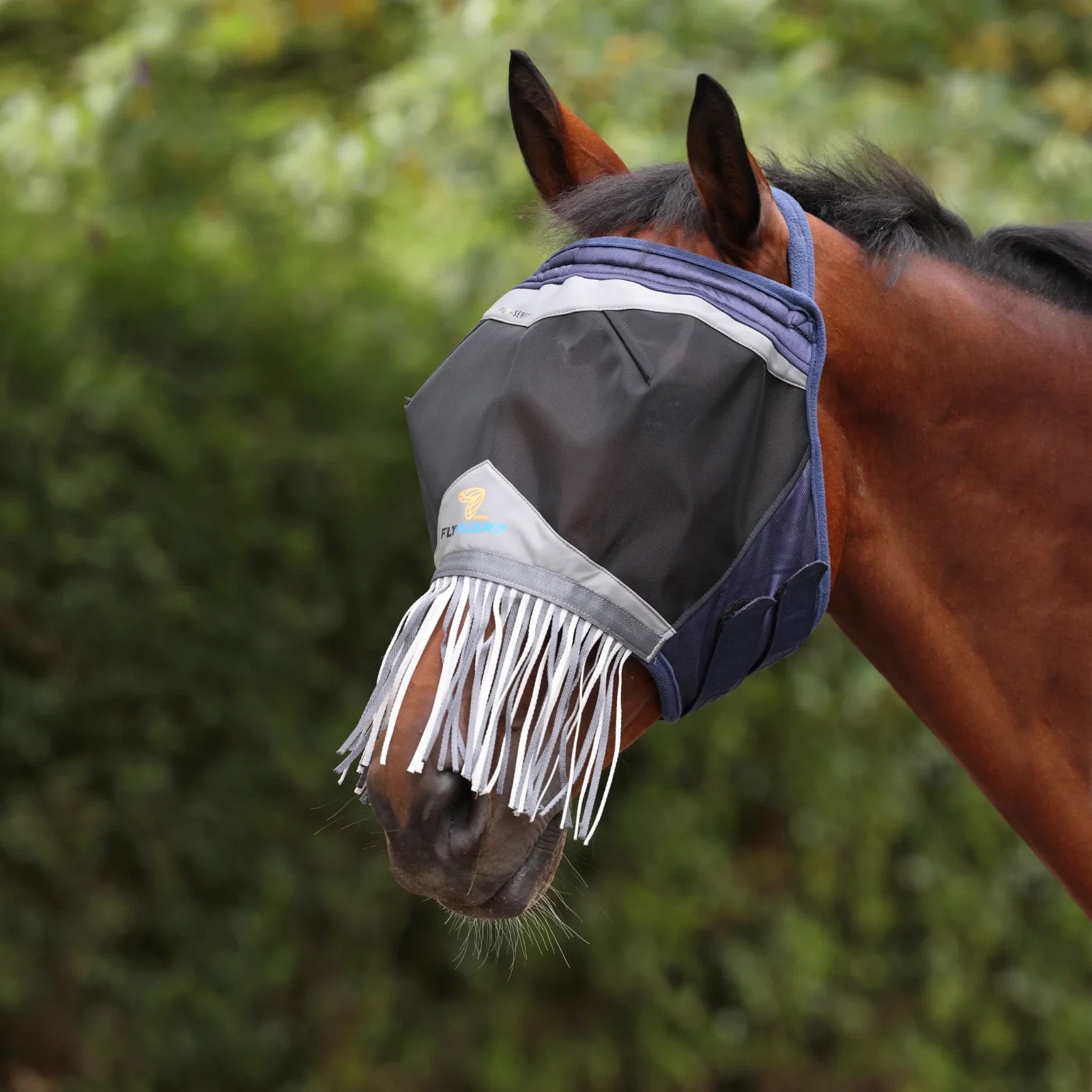 Picture of Shires FlyGuard Pro Fine Mesh Earless Fly Mask with Nose Fringe , UV, 2 Colours