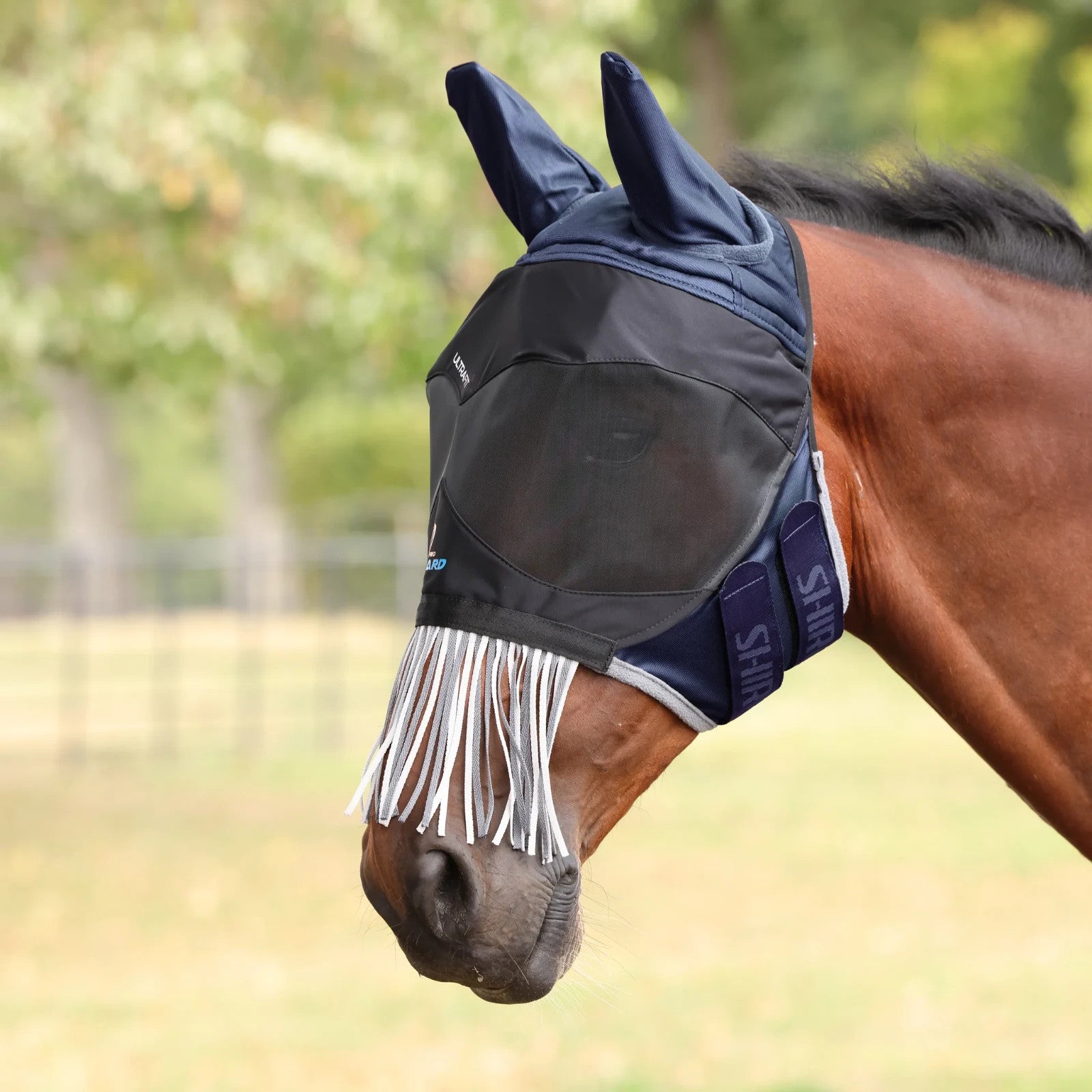 Picture of Shires FlyGuard Pro Deluxe Fly Mask with Ears & Nose Fringe,  UV, 2 Colours