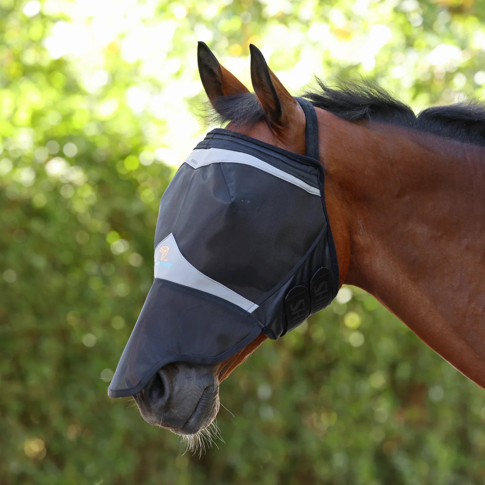 Picture of Shires FlyGuard Pro Fine Mesh Earless Fly Mask with Nose , UV Protect, 2 Colours