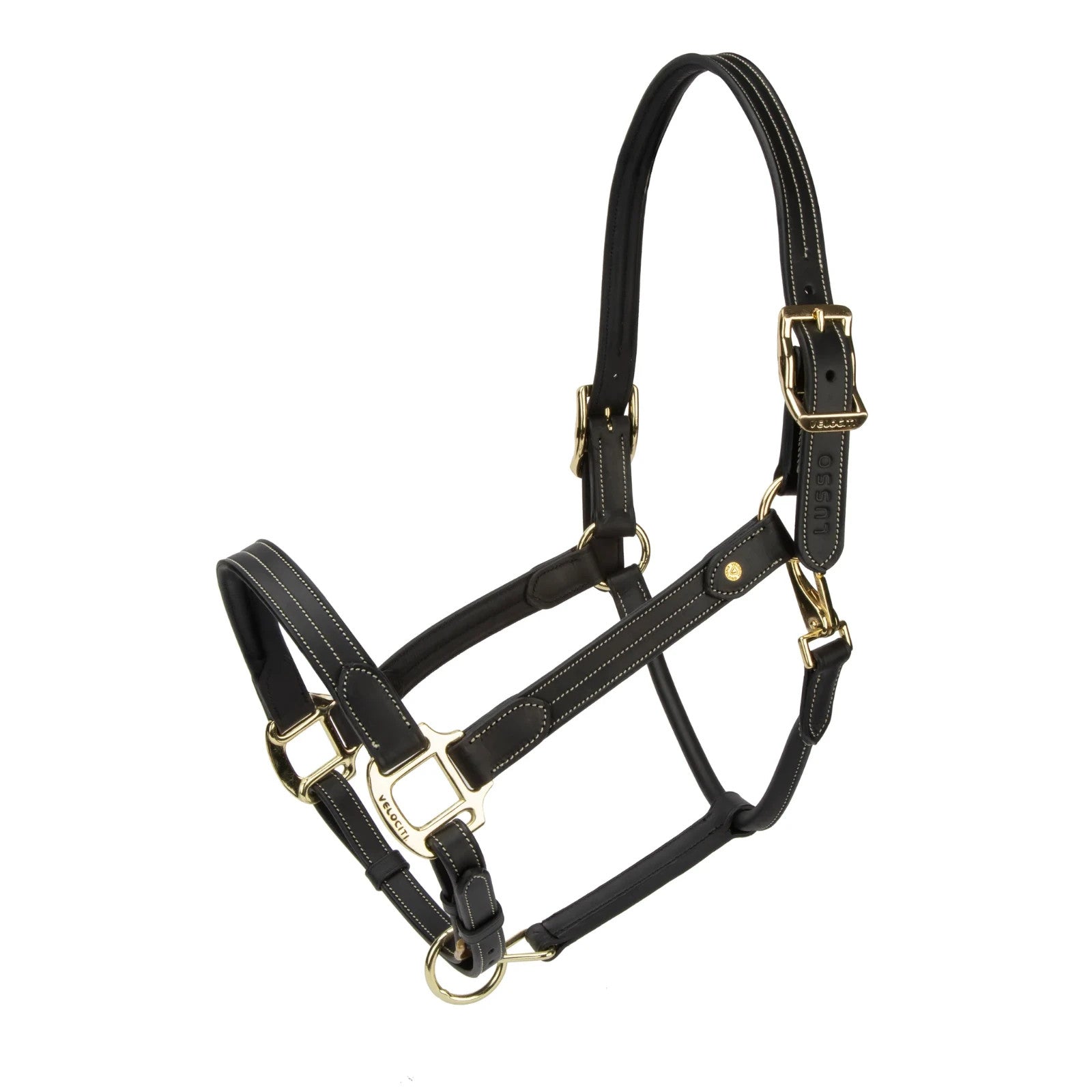 Picture of Shires Velociti Lusso Girona Leather Headcollar,  Black or Havana 4 Sizes