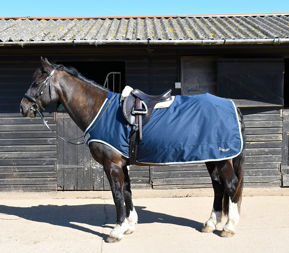 Picture of Rhinegold Fixed Chest Waterproof Ride-On Horse Rug, Navy or Yellow, 5'0"-7'0"