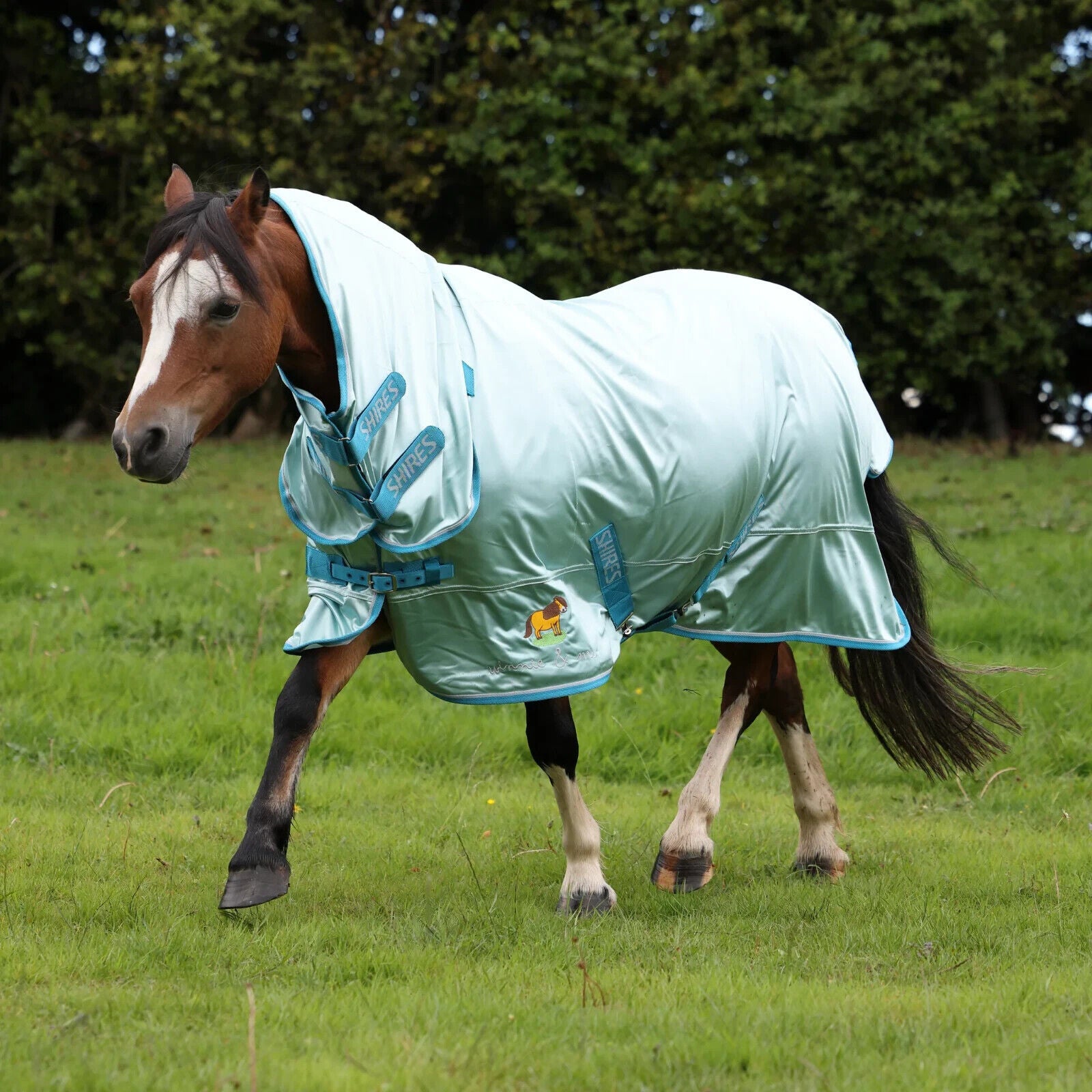 Picture of Shires Winnie & Me Fly Combo Pony Rug, 3'6"-5'3", Light Blue, 80% UV