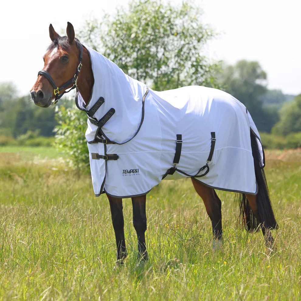 Picture of Shires Tempest Original Fly Rug & Neck Set. White, 5'6" - 7'3" UV Protection
