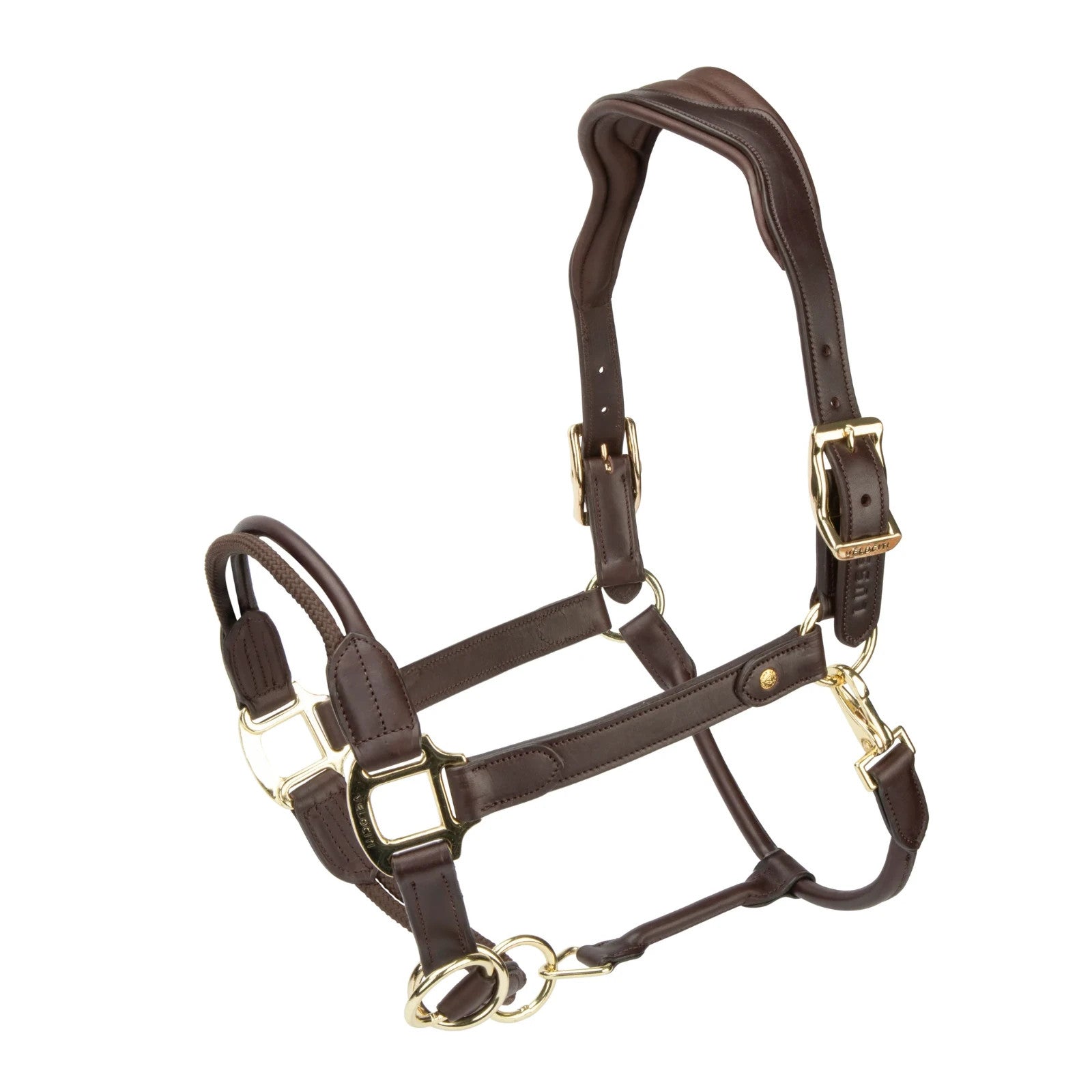 Picture of Shires Velociti Lusso Soria Control Leather Headcollar,  Black or Havana 4 Sizes