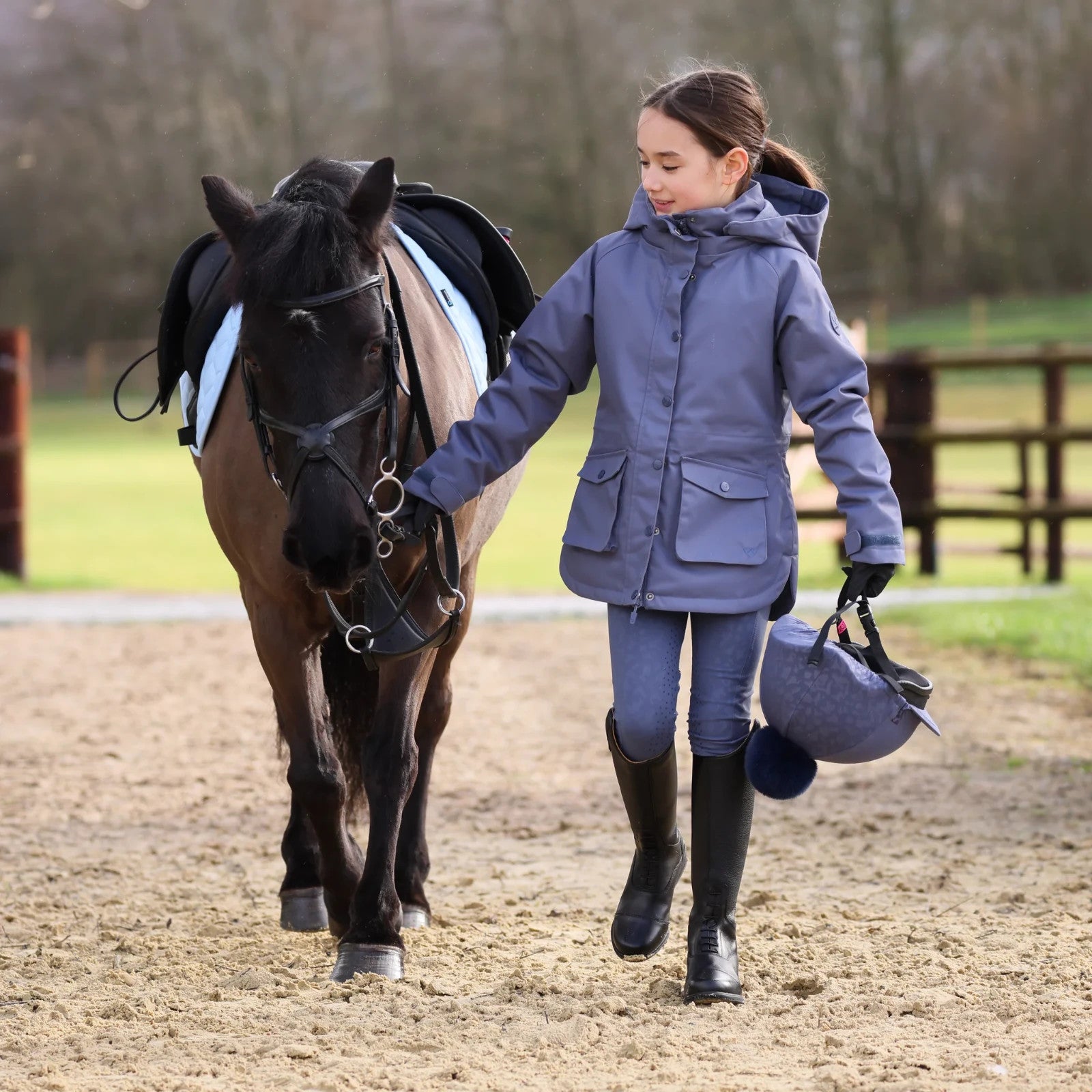 Picture of Shires Aubrion Palisade Coat - Young Rider, Waterproof, Childs Ages 7-14, Blue