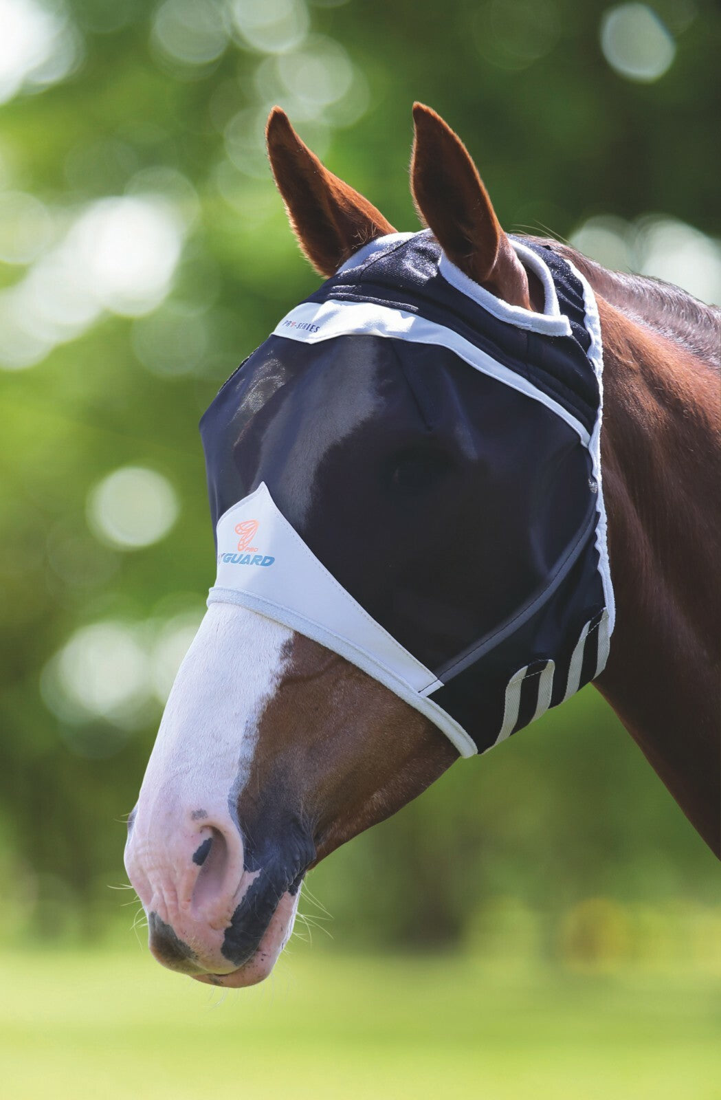 Picture of Shires Flyguard Fine Mesh Fly Mask with Ear Holes 5 Sizes, UV Protect, 2 Colours