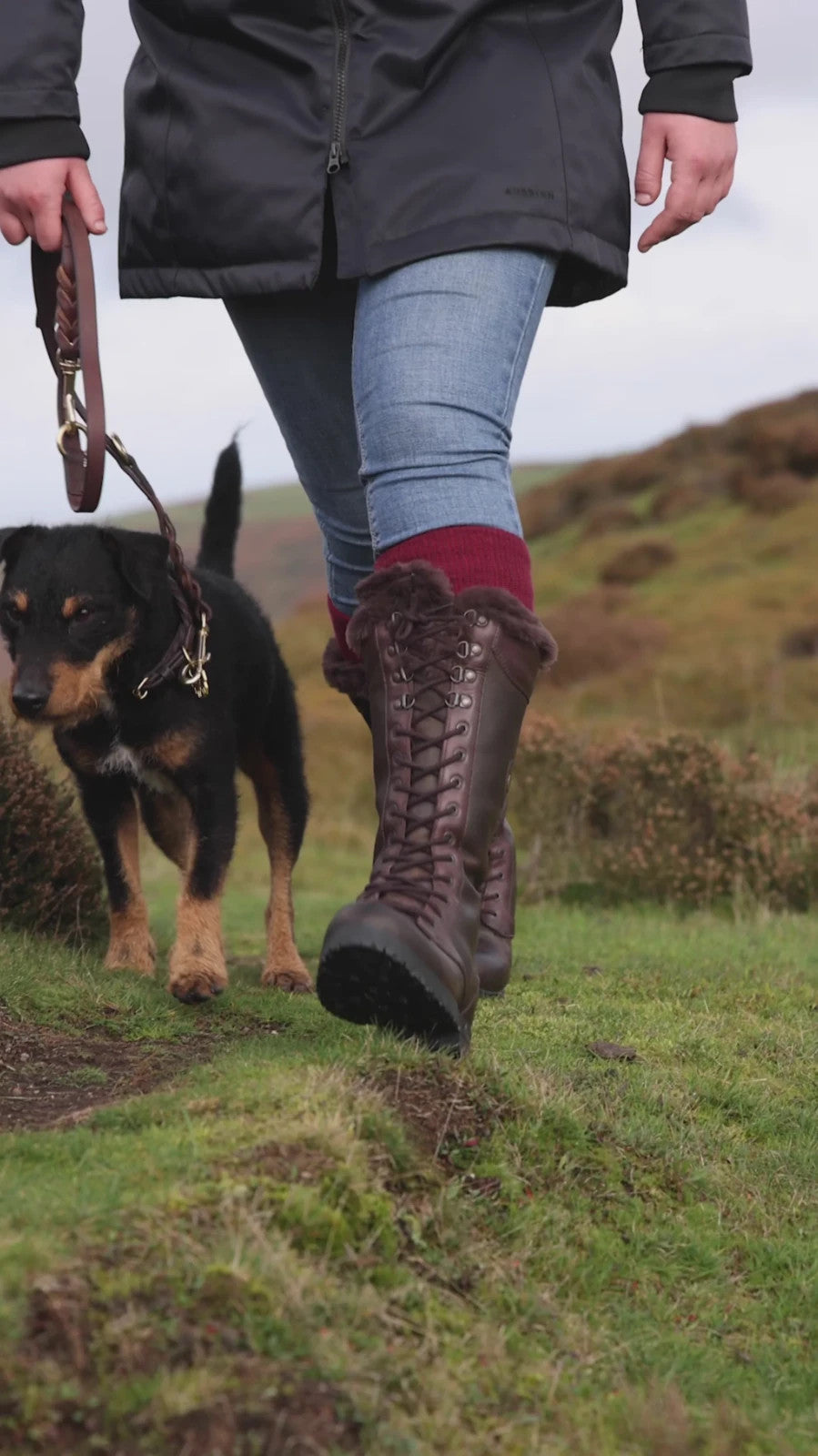 Picture of ShiresMoretta Nola Lace Country Boots, Waterproof, Zip Fastening, Brown