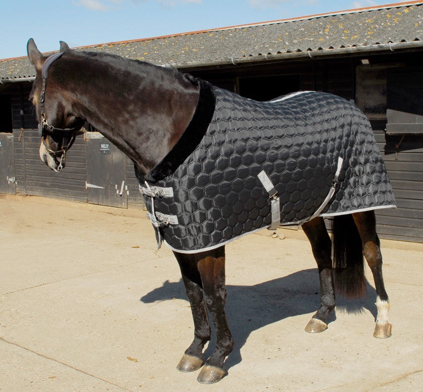 Picture of Rhinegold Michigan Hexagon 350g Stable Rug Quilt, 600D, Black, 5'3" - 7'3"