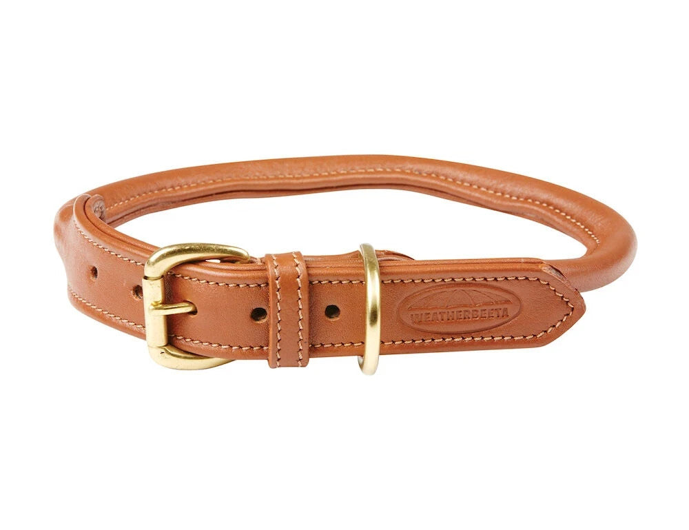 Picture of Weatherbeeta Rolled Leather Dog Collar, 5 Colours, 6 Sizes