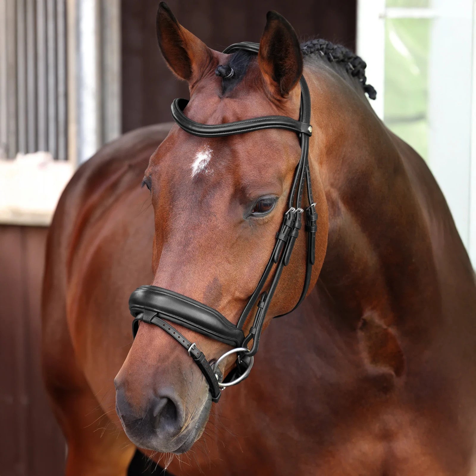Picture of Shires Velociti LUSSO Elite Dressage Flash Bridle, Black / Havana, 4 Sizes
