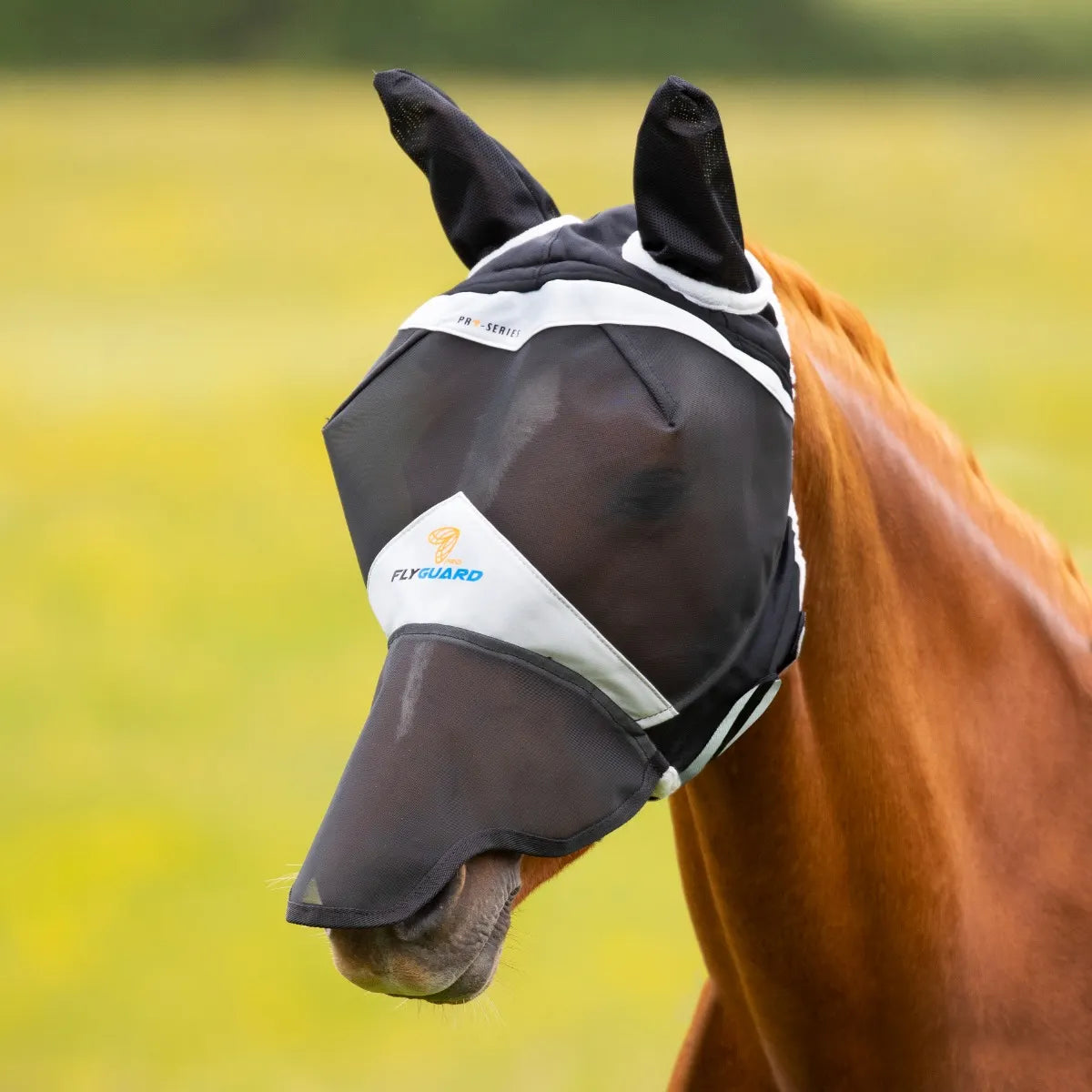 Shires Flyguard Fine Mesh Fly Mask with Ears & Nose, 6 Sizes, UV Protection