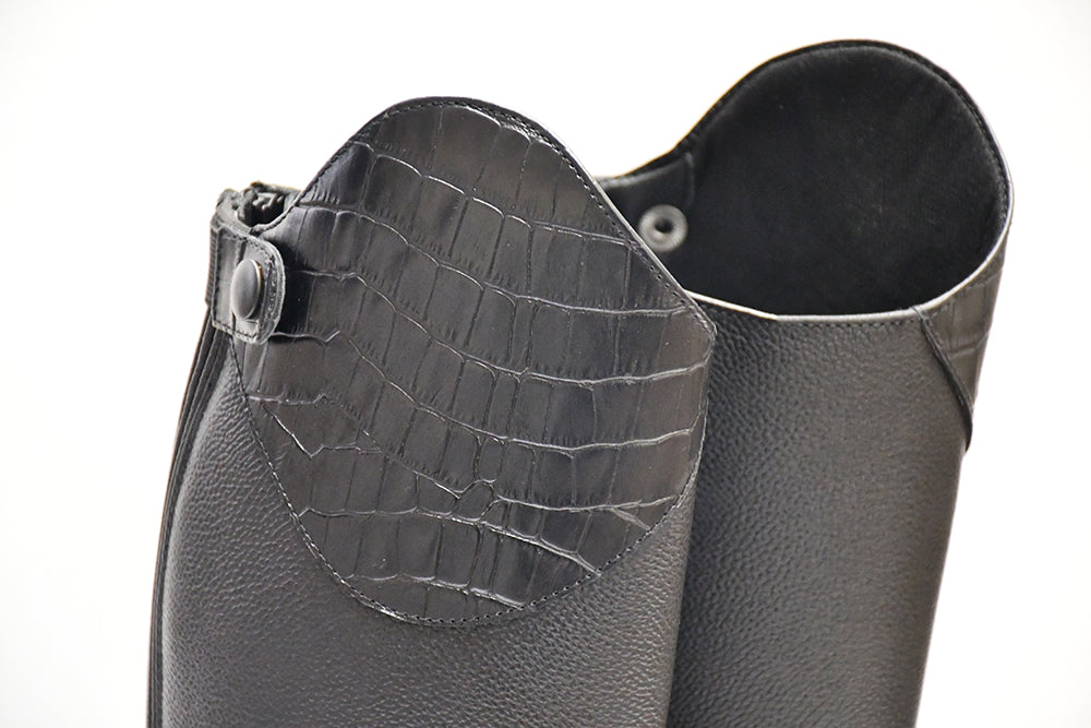 Rhinegold De-Luxe Leather Laced Riding Boots,  Adults, Black,  4 Calf Widths